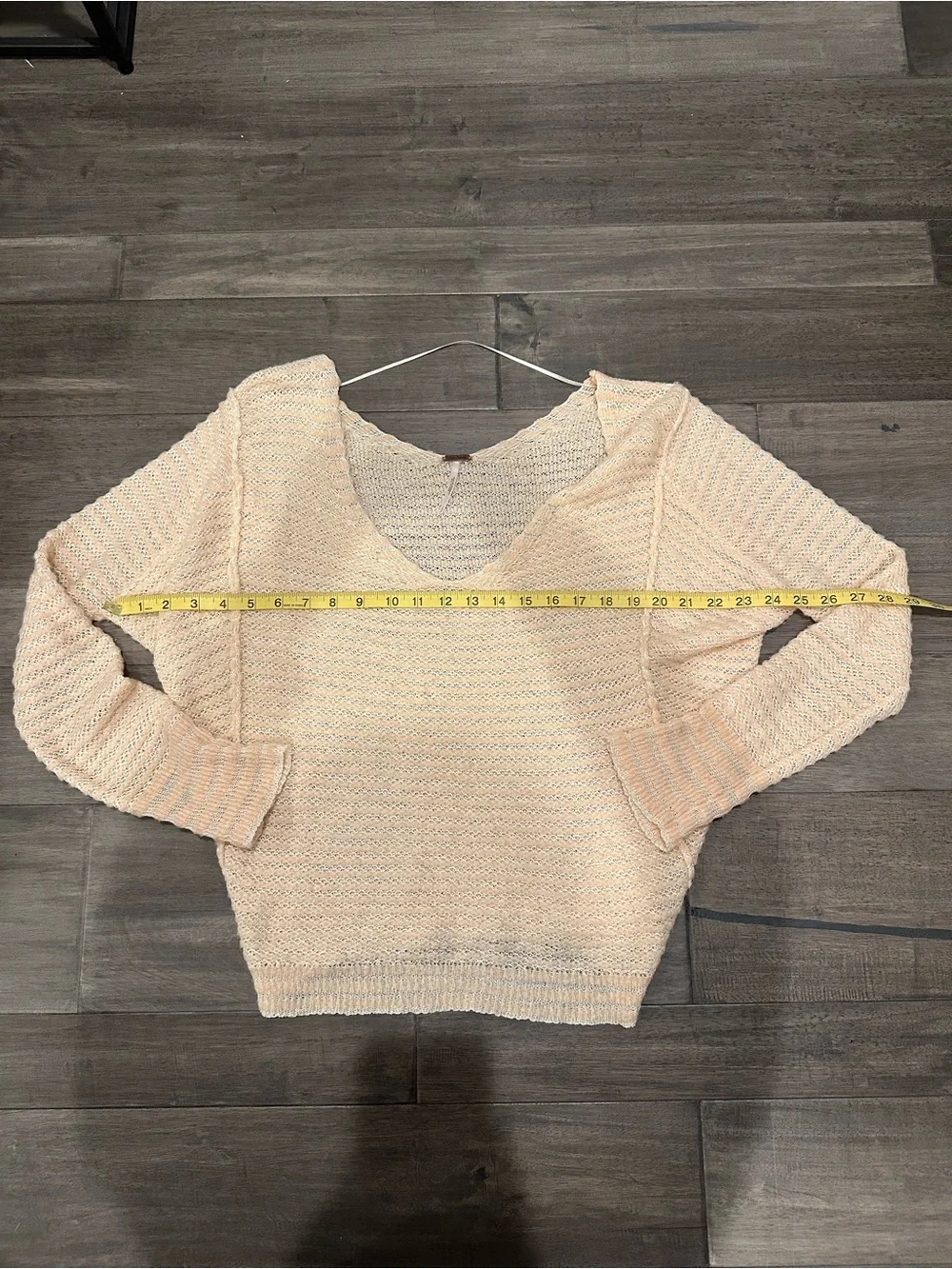 Free People Peach Knit V-Neck Sweater